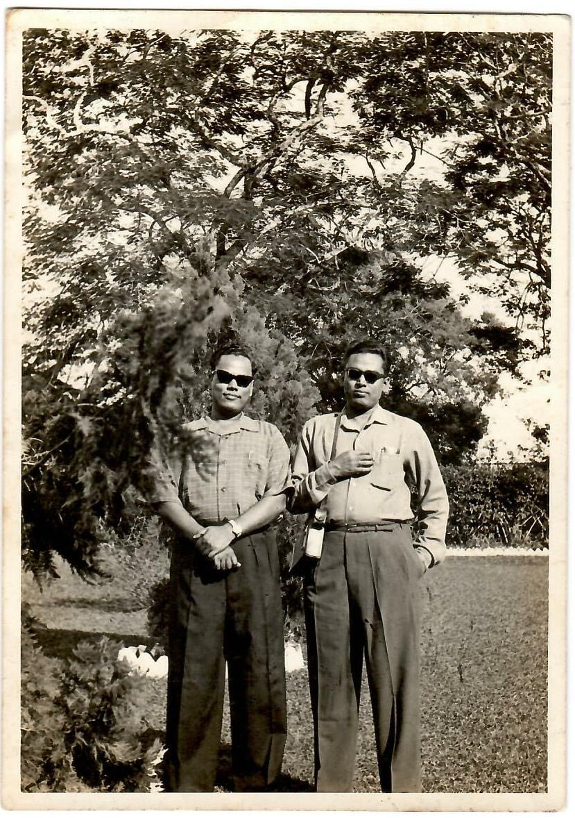Shri S. P. Ghuwalewala (left) with a colleague in the tea gardens, early 1950s
